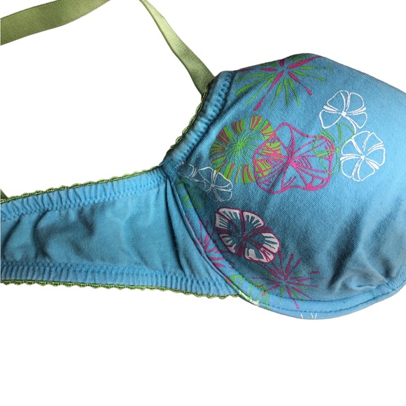 LVER bra 34 A blue and white and green floral design PACK OF 2 - Picture 4 of 9